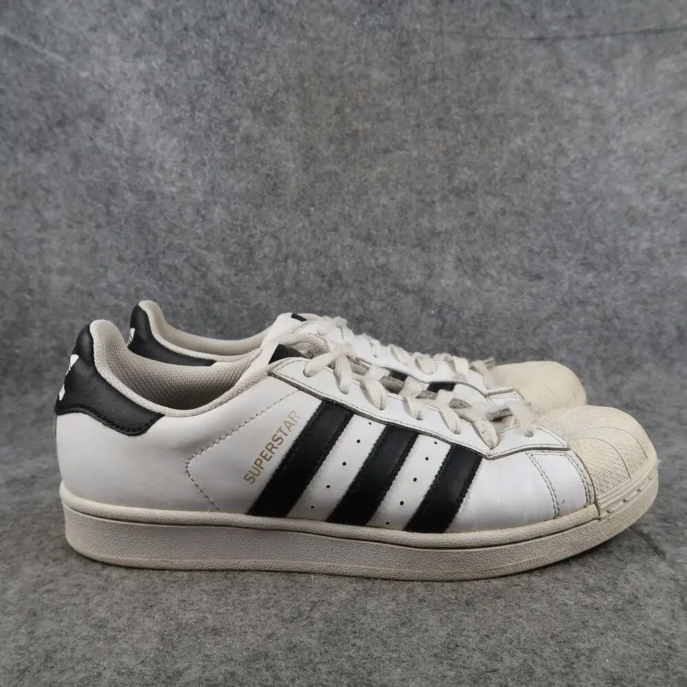 Adidas Shoes Mens 7.5 Superstar Sneakers Casual Lace Up Trainer Lifestyle White